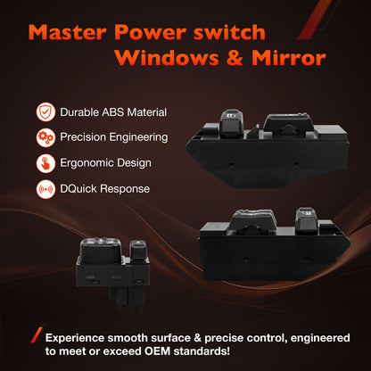 Power Window Door Mirror Switch LH & RH Set For 00-02 Chevy Silverado GMC Sierra