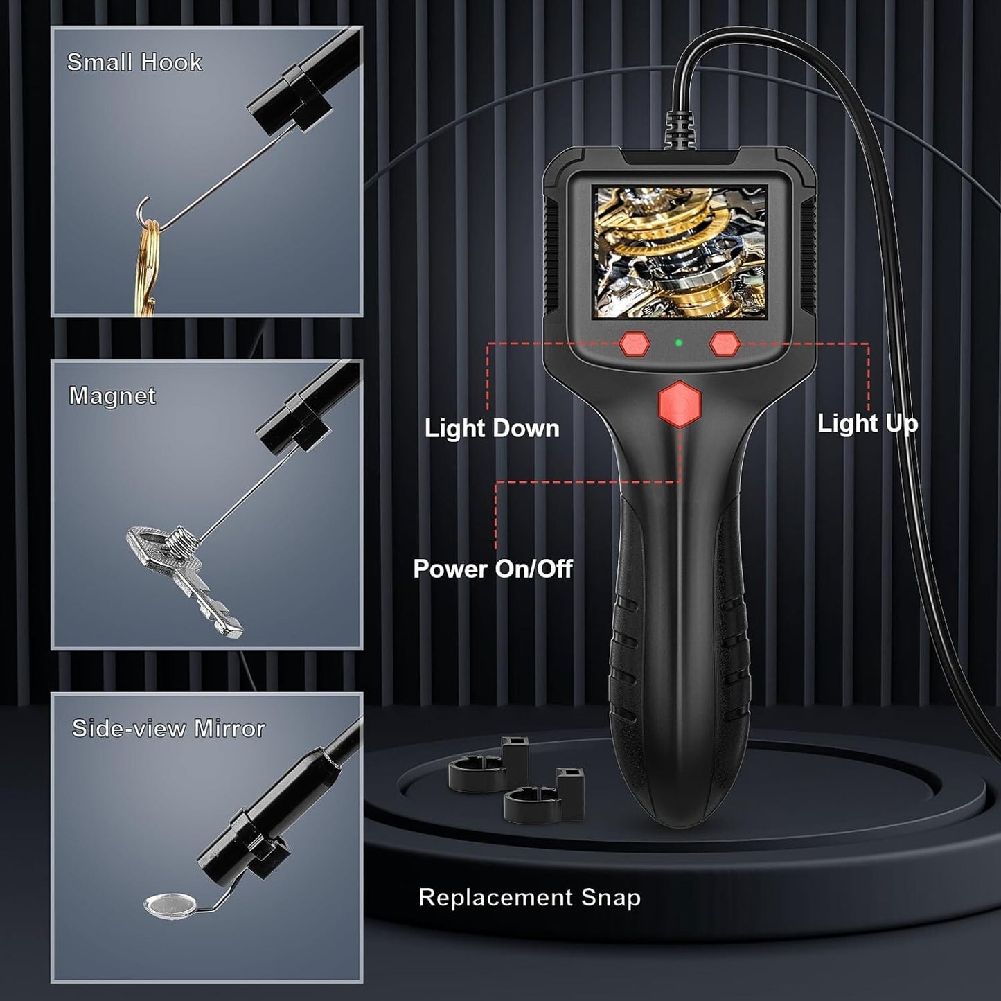 1080P LED Handheld Industrial Endoscope Borescope 8mm Inspection Snake Camera