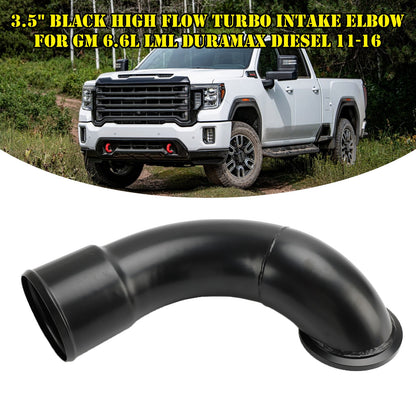 3.5" Black High Flow Turbo Intake Elbow For GM 6.6L LML Duramax Diesel 11-16
