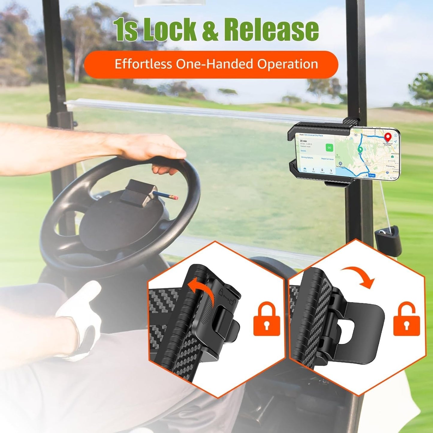 Magnetic Golf Cart Phone Holder 360?? Rotation Gym Tractor Bike Mount for iPhone
