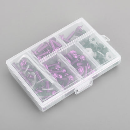 158x Motorbike Purple Fastener Clip Screw Kit Windscreen Fairing Bolt Universal