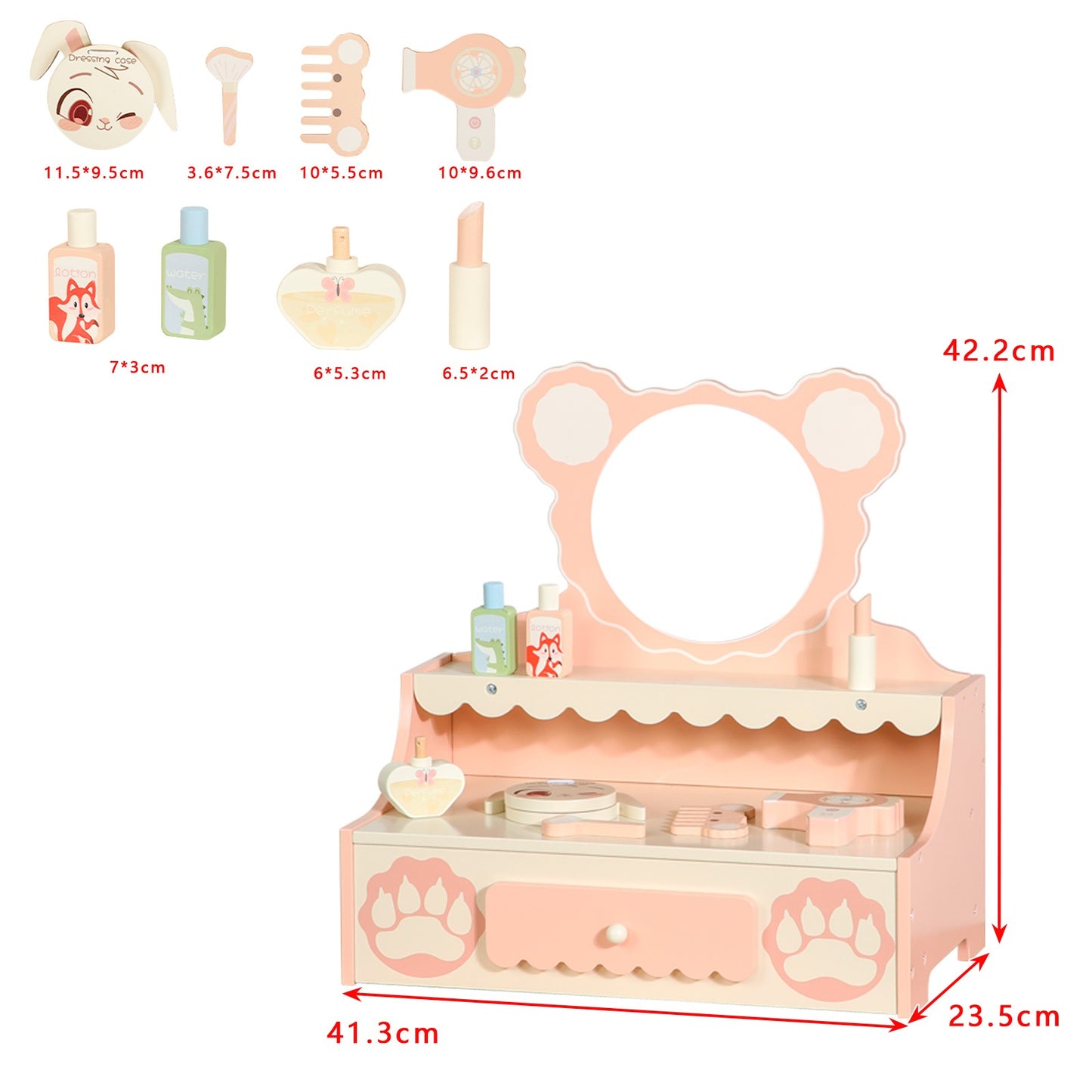 Kids Vanity Set with Storage Drawer Little Girls' Makeup Table with Mirror