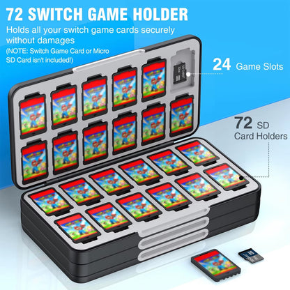 Game Card Case 72 Slot Storage Holder For Nintendo Switch Travel Carry Cover Box