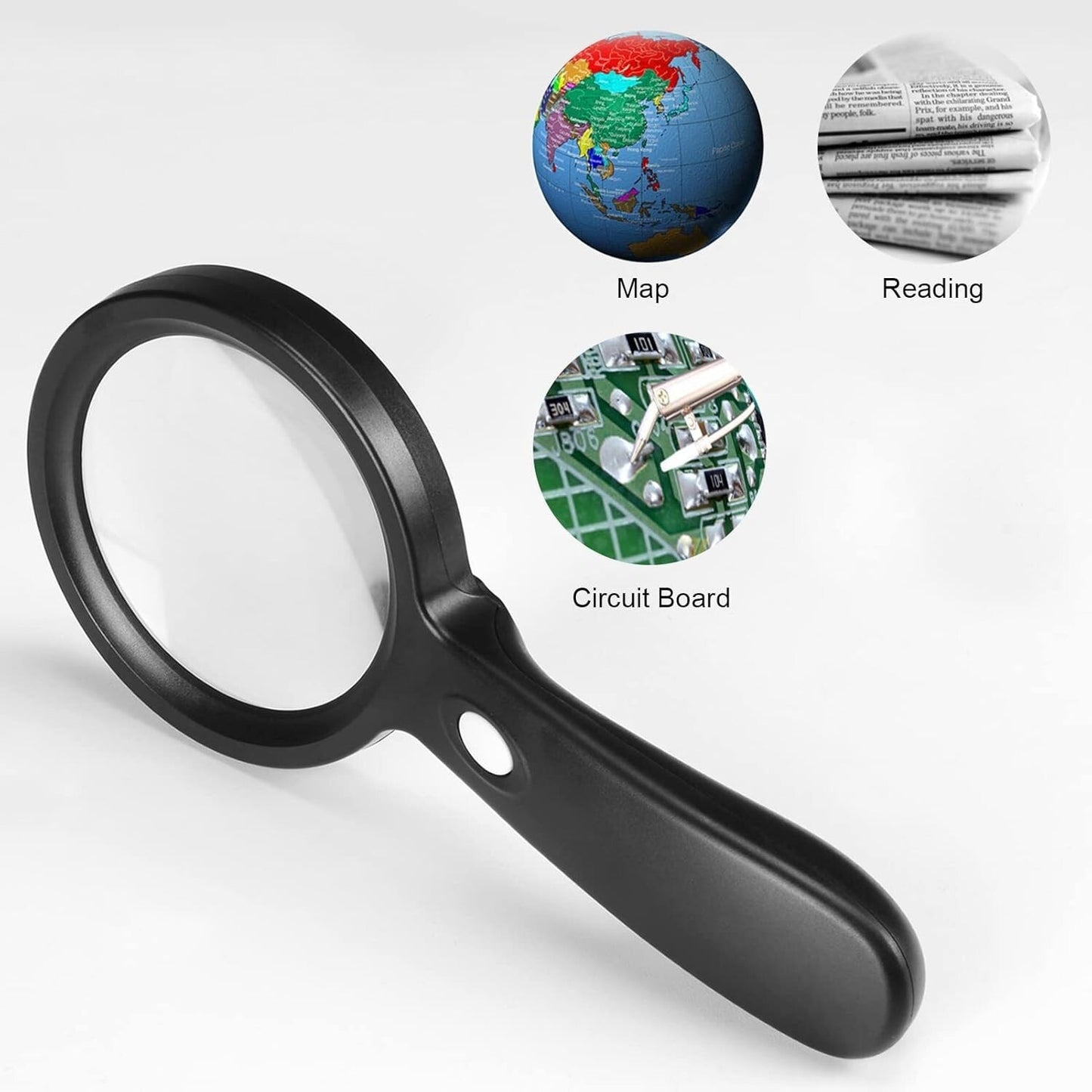 Magnifying Glass with Light, 10X Handheld Large Magnifying Glass 12 LED Illumina