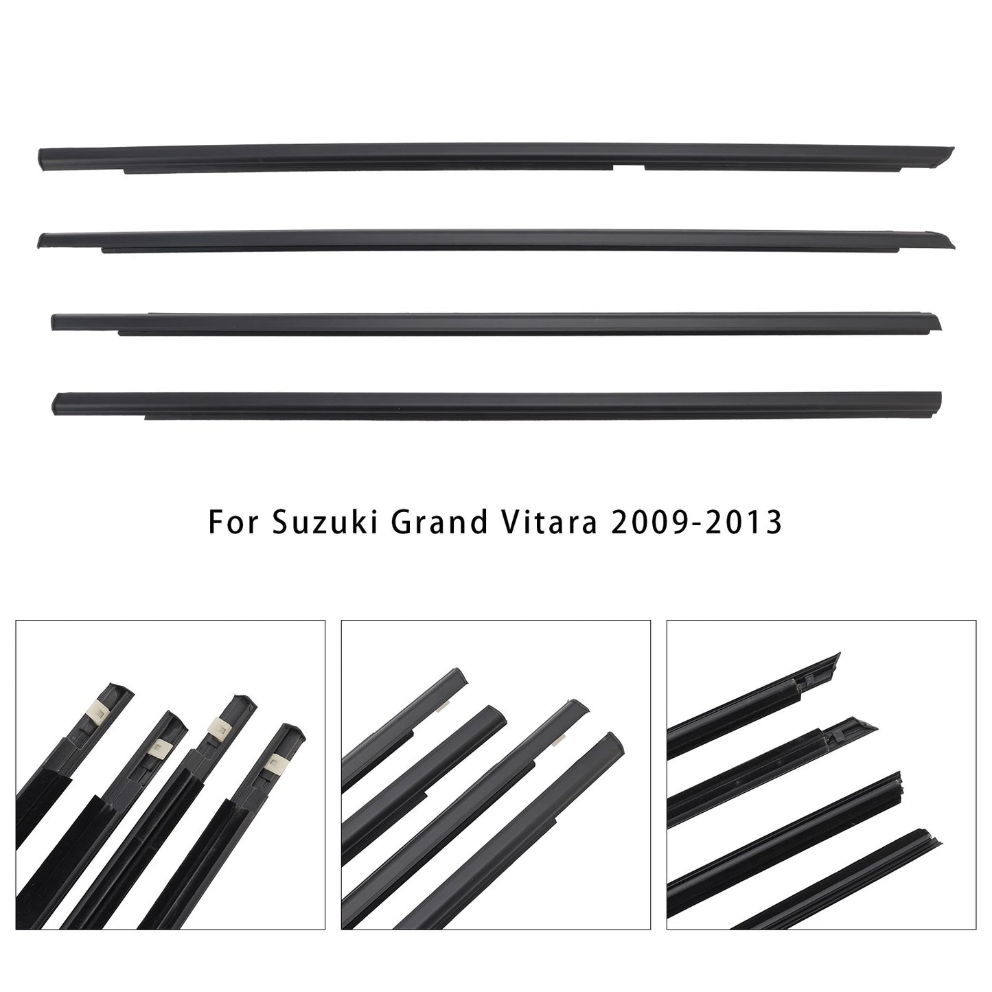 4PCS Door Glass Belt Outer Molding Weatherstrip For Suzuki Grand Vitara 09-13