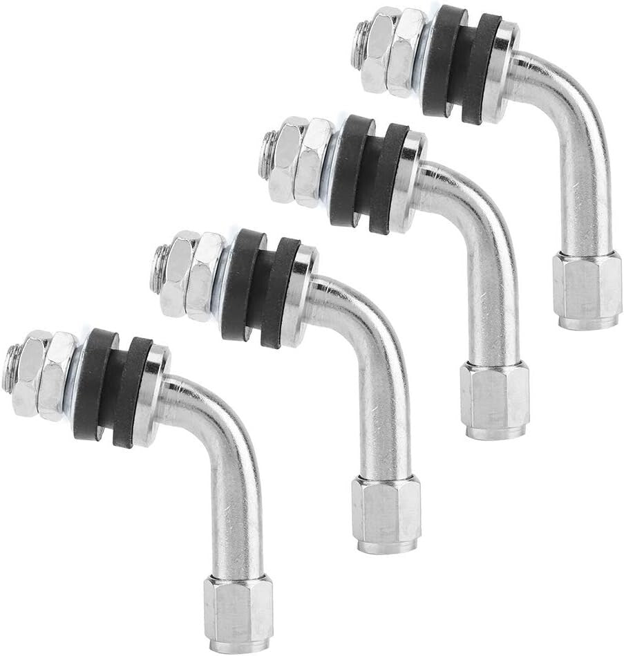 4Pcs Tyre Valve Stem 90 Degree Angled Bolt-in Valve Stems for Car Motorcycle