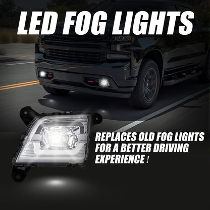 2x Front Driving LED Fog Lights w/ Switch & Wiring Kit For 19-23 Chevy Silverado