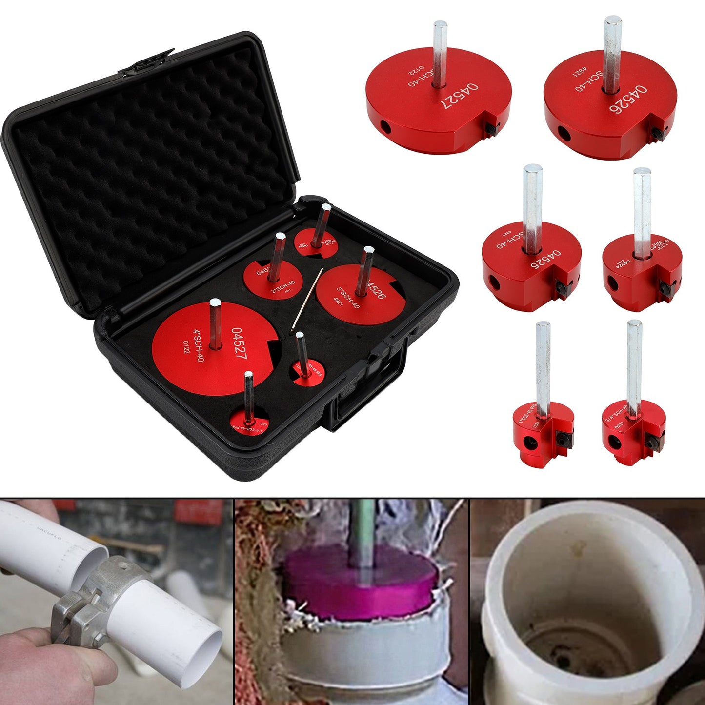 04529 For PPRK6 Plastic Pipe Fitting Reamer 6 Piece Kit For1/2" Drills