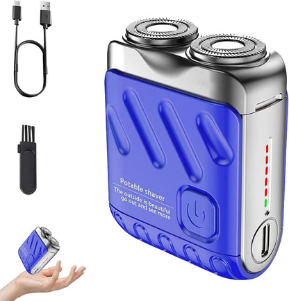 Double Ring Pocket Travel Shaver Mini Men Shaver Portable Beard Razor Blue