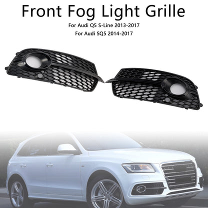 Front Bumper Fog Light Grill Grille Fit Audi Q5 S-Line SQ5 2013~2017 Black