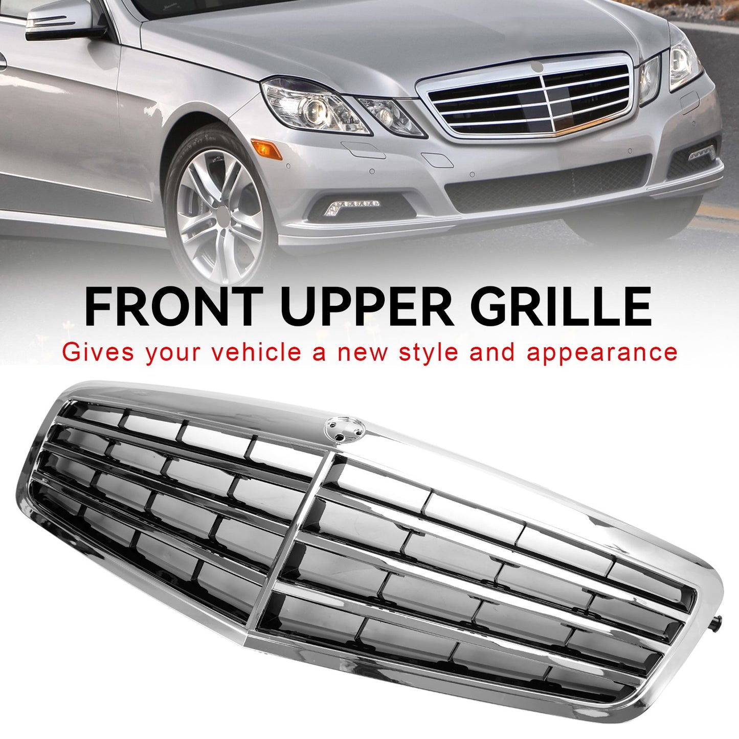 Chrome Front Grill Grille Fit Mercedes-Benz E Class W212 E350 E550 2010-2013