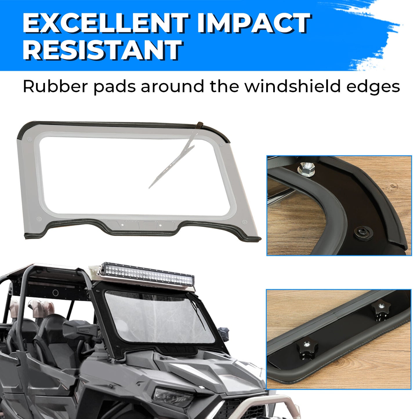 Solid Spare Glass Front Full Windshield For 2019-2023 Polaris RZR XP/ XP4 1000 Black