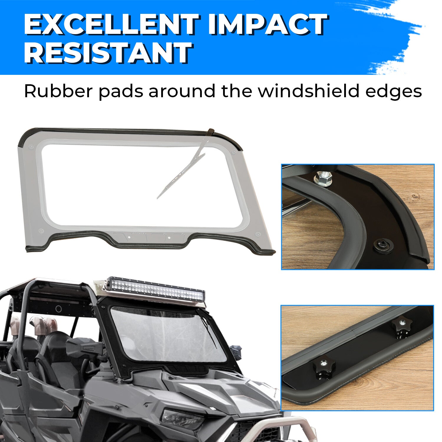 Solid Spare Glass Front Full Windshield For 2019-2023 Polaris RZR XP/ XP4 1000 Black
