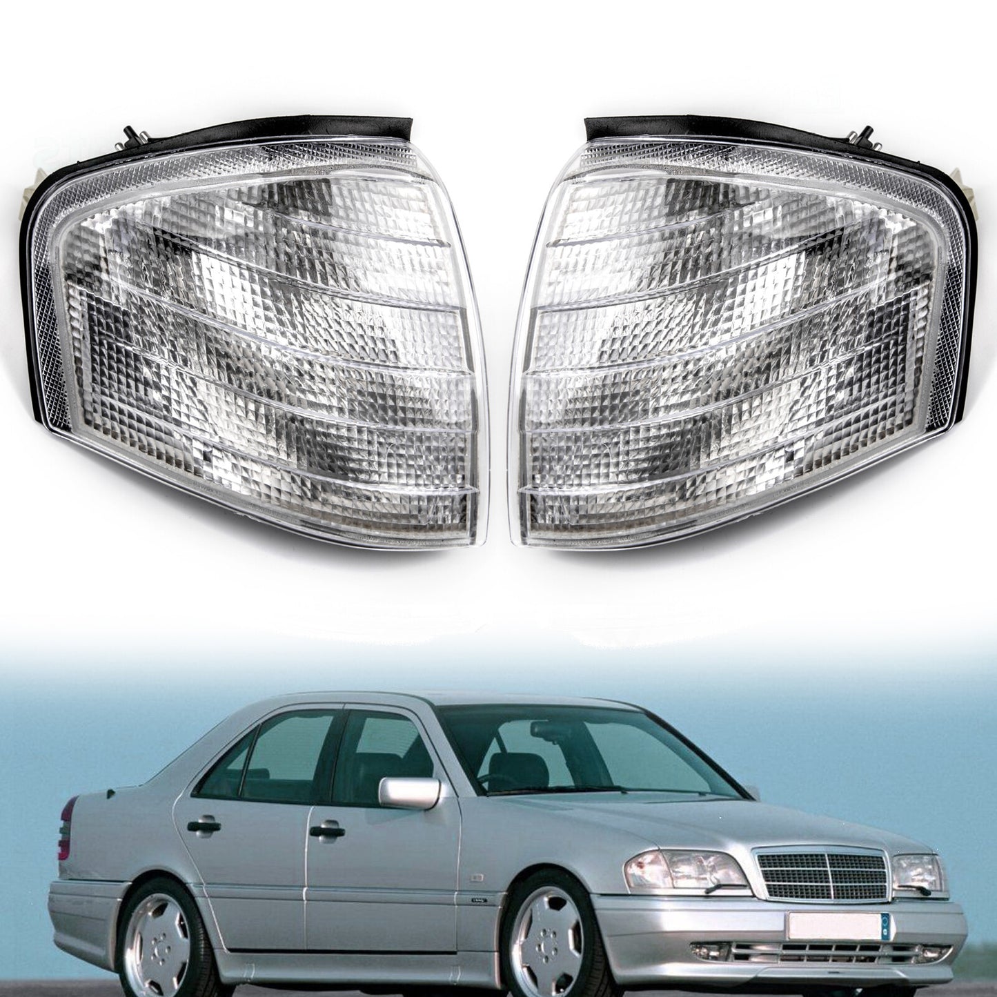 For Mercedes Benz C Class W202 1994-2000 Pair Corner Lights Turn Signal Lamps
