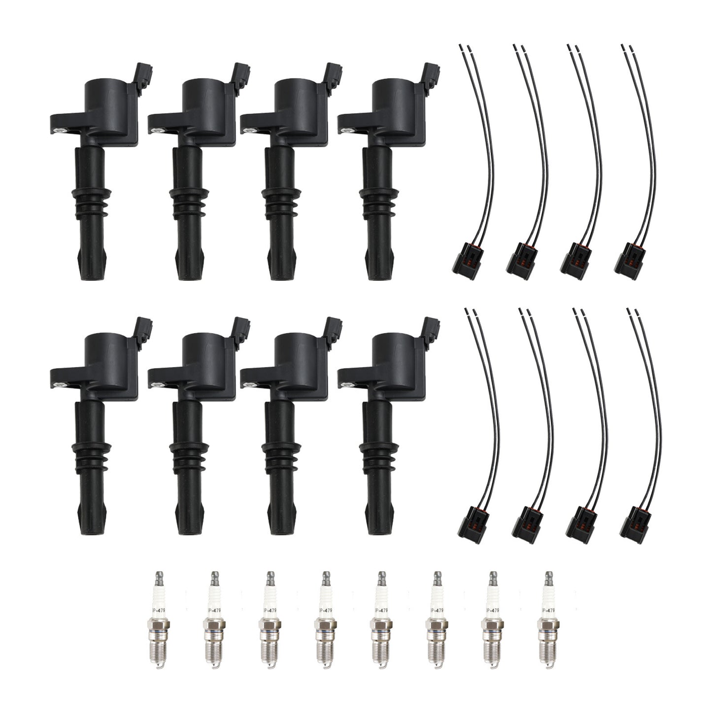 8X lgnition Coil +Spark Plug+Connector FD508  DG511 For Ford F150 5.4L 2004-2010