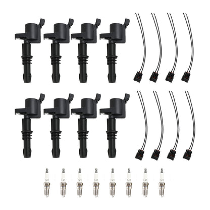 8X lgnition Coil +Spark Plug+Connector FD508  DG511 For Ford F150 5.4L 2004-2010