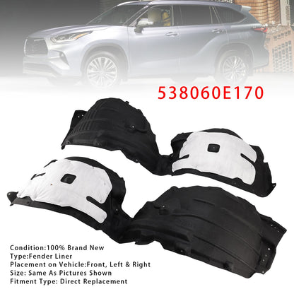 Pair Front Inner Side Fender Liners For Toyota Highlander 2020-2024 538060E170