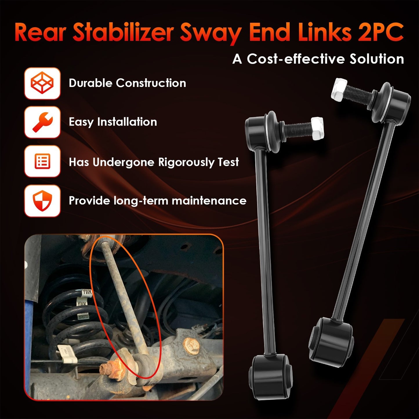 2X Rear Sway Bar Stabilizer End Links Kit For 2000-20 Chevy GMC Cadillac Hummer