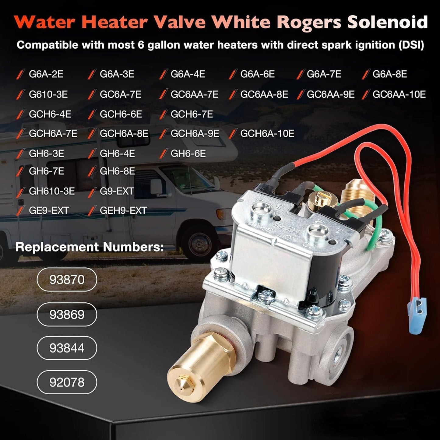 GC6AA-10E 92078 RV Gas Water Heater Control Valve For Atwood 6 Gal Water Heaters