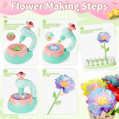 Flower Bouquet Making Kit DIY Flower Bouquets Craft Toy For 4+ Year Old Kid Pink