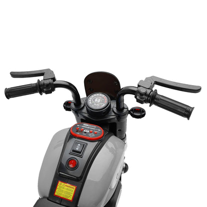 3 Wheel Kids Ride On Motorcycle 6V Powered Electric Dual Drive Toy Car Gray