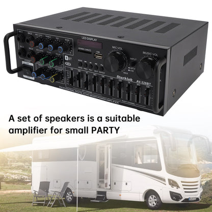 2500W Peak Stereo HiFi Power Amplifier Bluetooth5.4 Karaoke FM USB EQ Mixer 110V