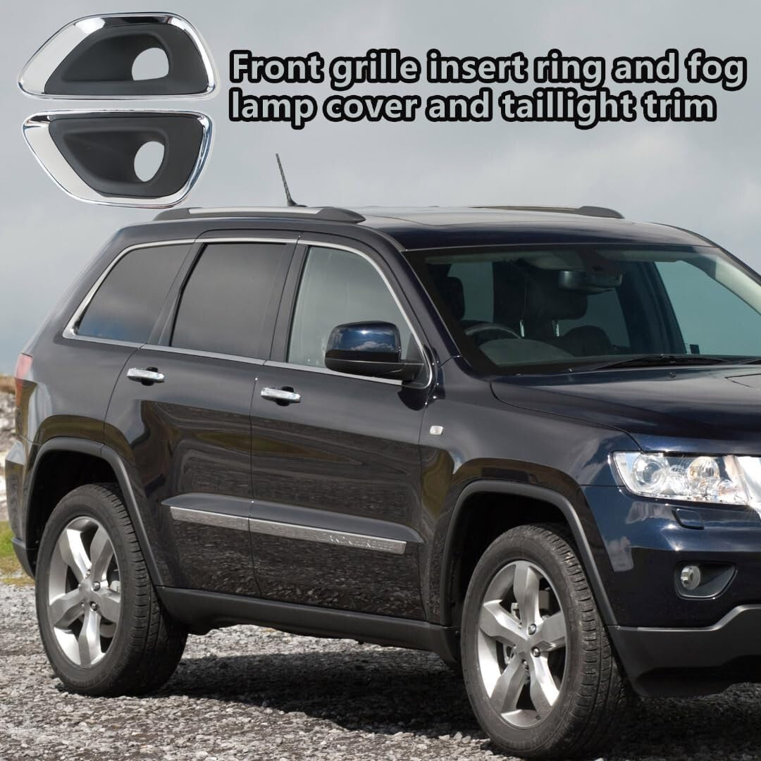 Left and Right Side Fog Light Trim Set Fit For Jeep Grand Cherokee 2014-2016