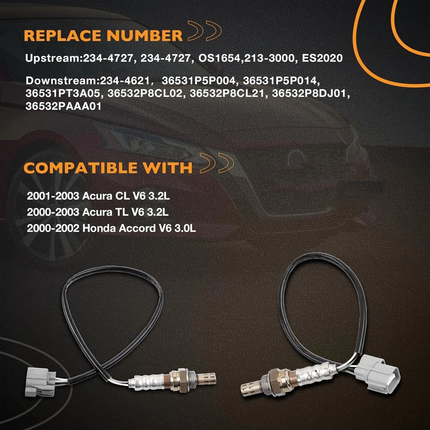 Upstream & Downstream O2 Oxygen Sensor For 2000-03 Honda Accord Acura CL TL 3.2L