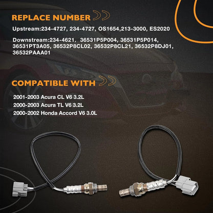Upstream & Downstream O2 Oxygen Sensor For 2000-03 Honda Accord Acura CL TL 3.2L