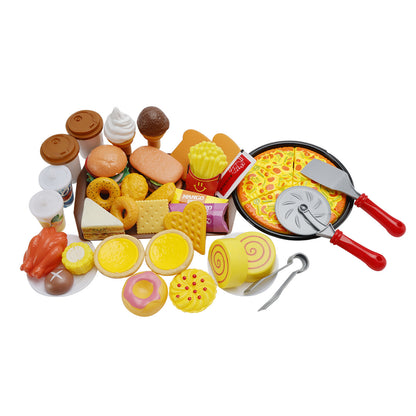 56Pcs Western Kitchen Simulated Food Toys Burger Pizza Children Pretend Toy Set