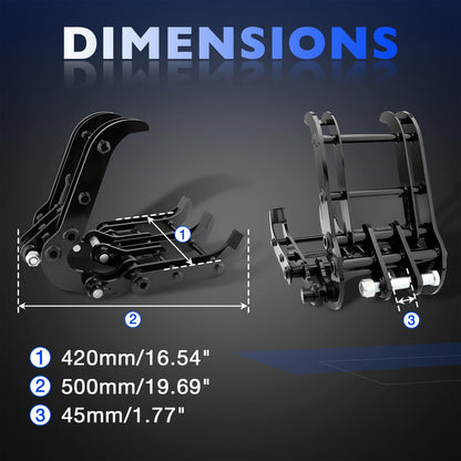 2-Pin Mini Excavator Grabber Attachment For 0.8-1.8 Tons Excavator Most Models