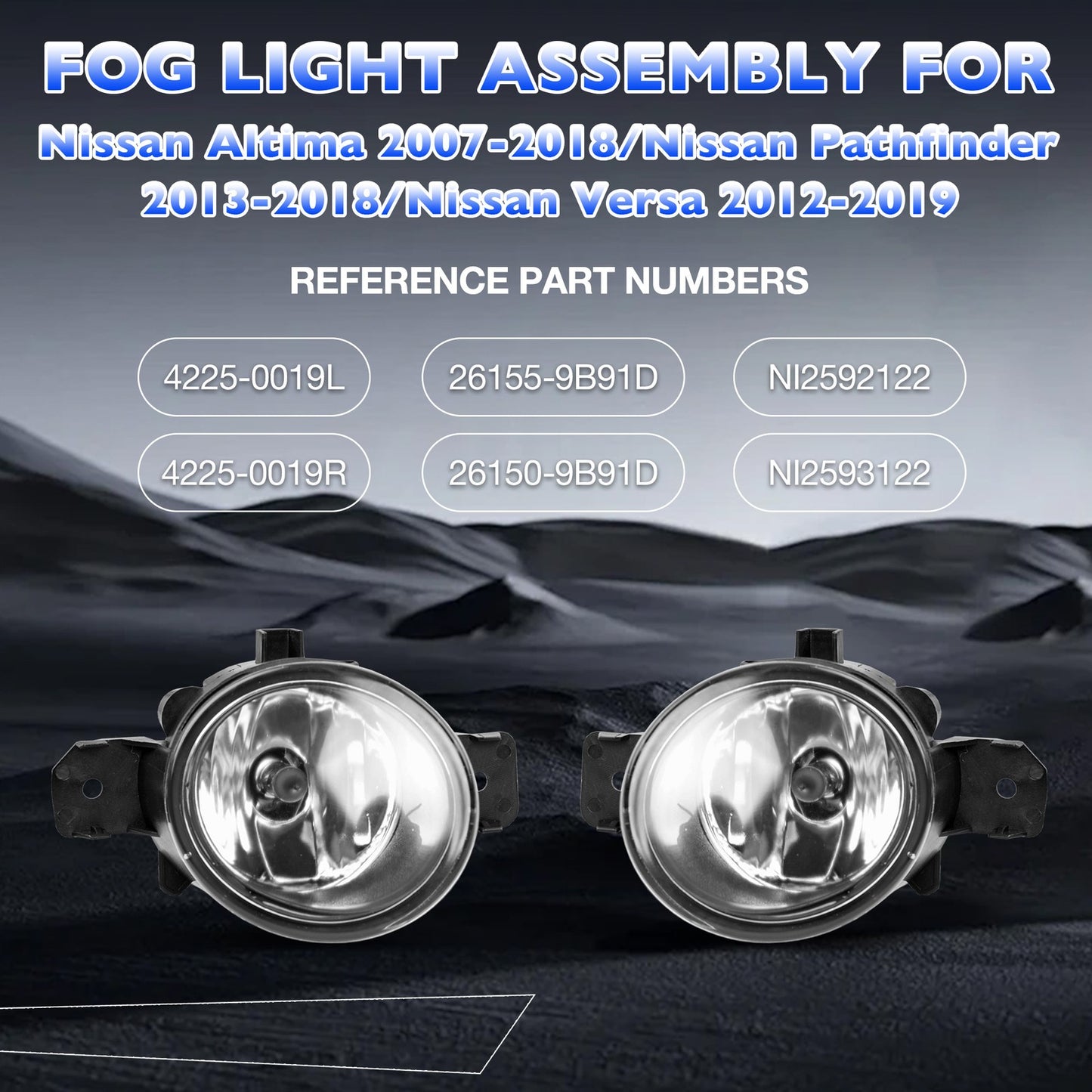 Pair LED Bumper Fog Light Driving Lamp For 2004-2019 Nissan Altima Versa Sentra