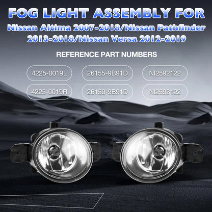 Pair LED Bumper Fog Light Driving Lamp For 2004-2019 Nissan Altima Versa Sentra