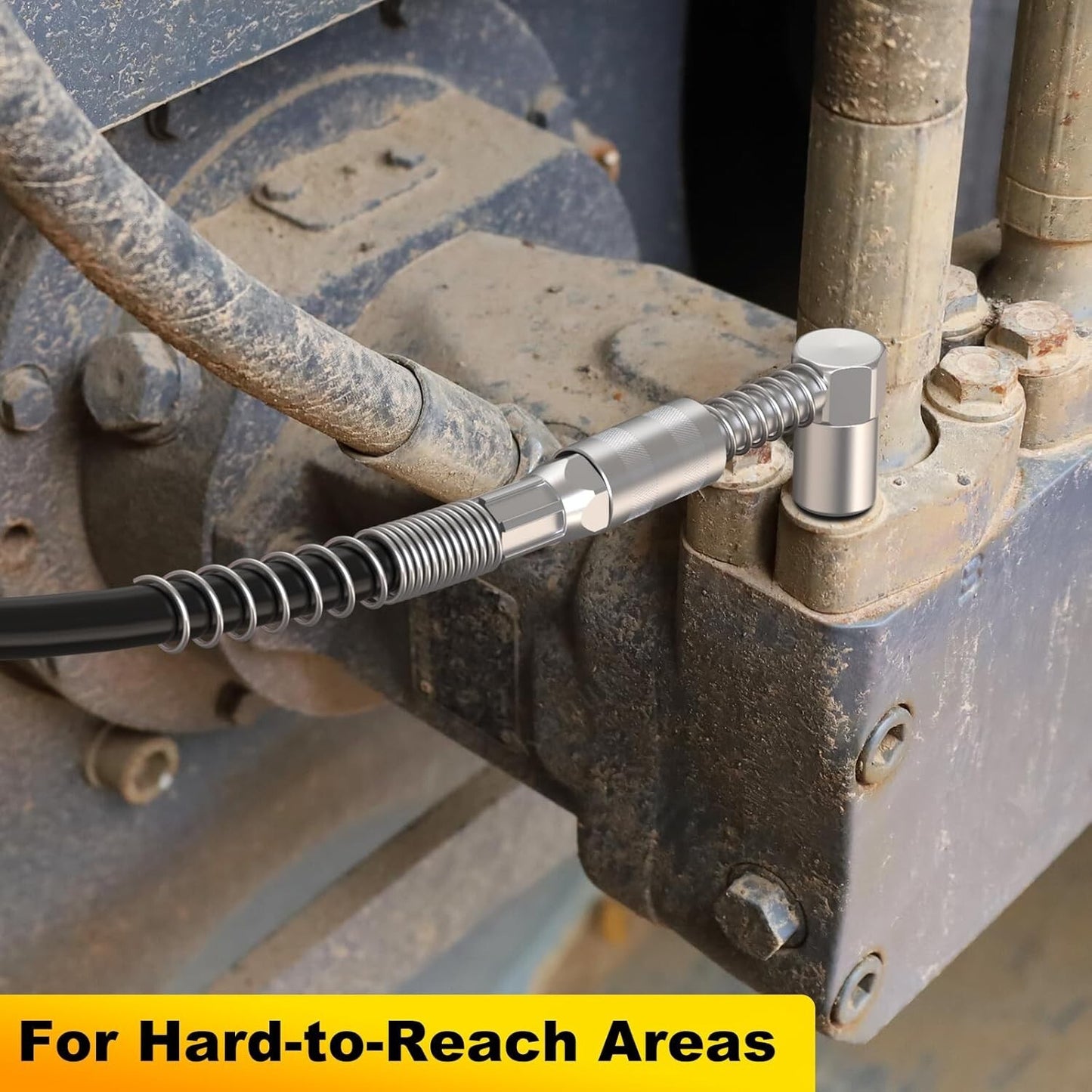 Slotted Right Angle 90 Degree Grease Gun Coupler 1/8Inch NPT Threads w/ 12" Hose