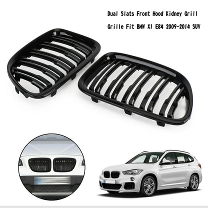 Gloss Black Dual Slats Front Hood Kidney Grill Grille Fit BMW X1 E84 2009-14 SUV