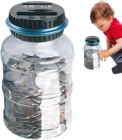 Blue Digital Coin Bank Vcertcpl 1.8L LCD Counting Money Jar for All Coins