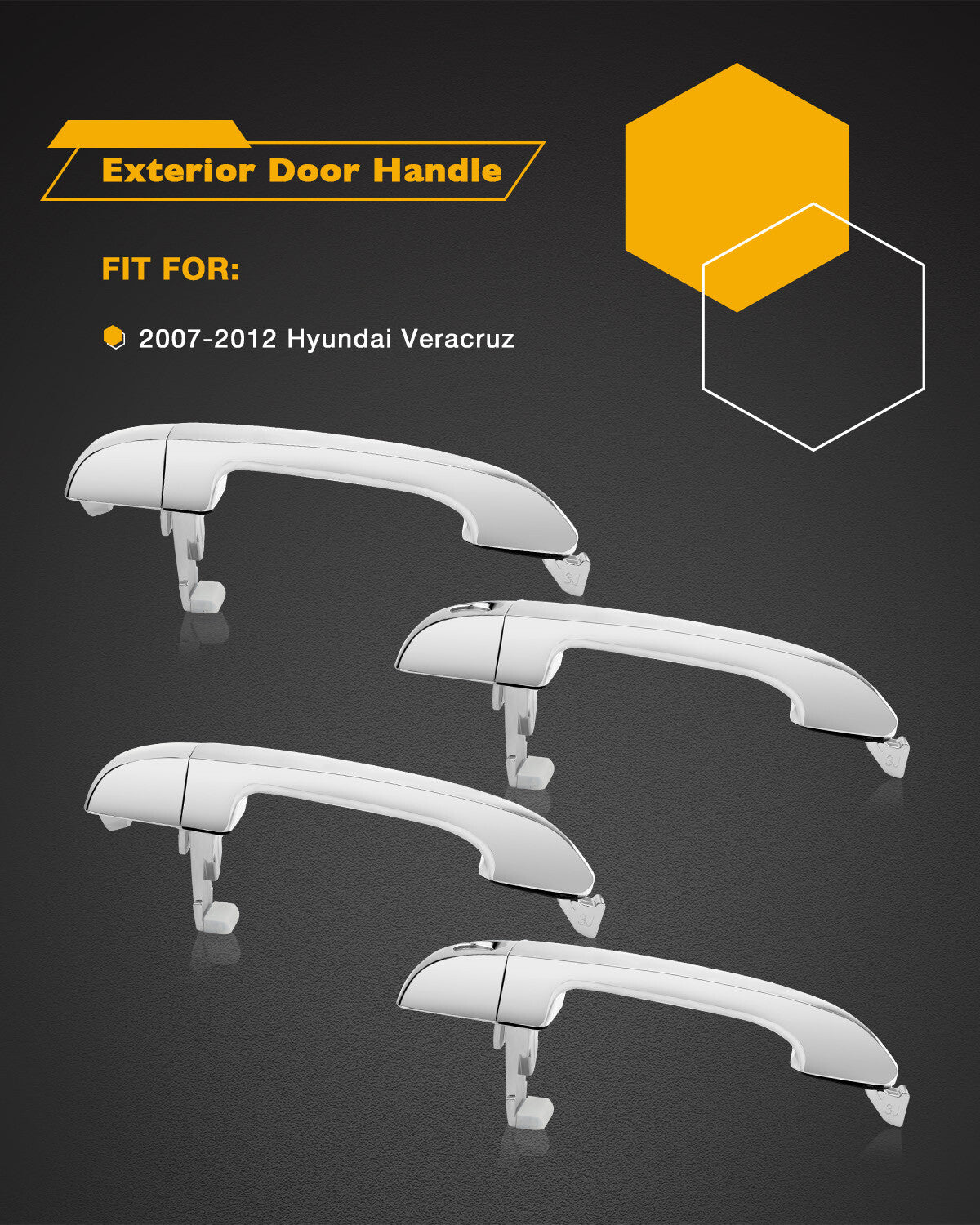 4x Chrome Exterior Outside Door Handle LH RH Set For 2007-2012 Hyundai Veracruz