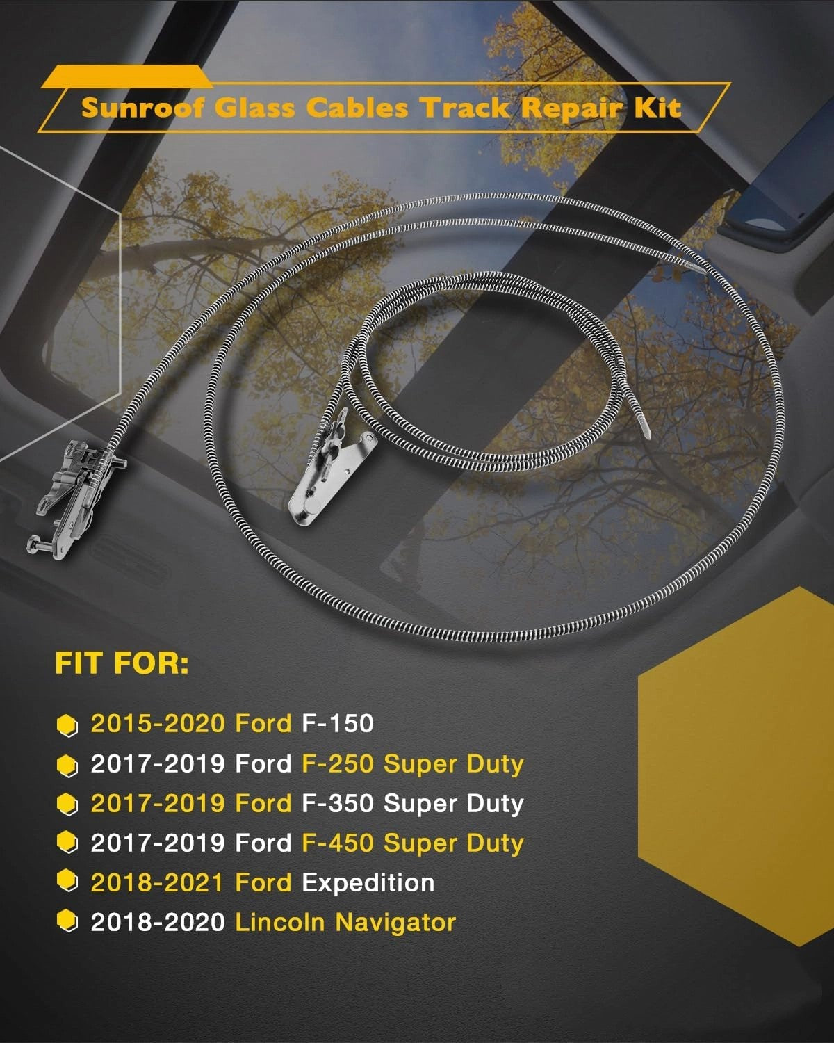 Sunroof Cable Track Repair Kit for Ford F-150 F-250 F-350 Crew Cab 2015-2024