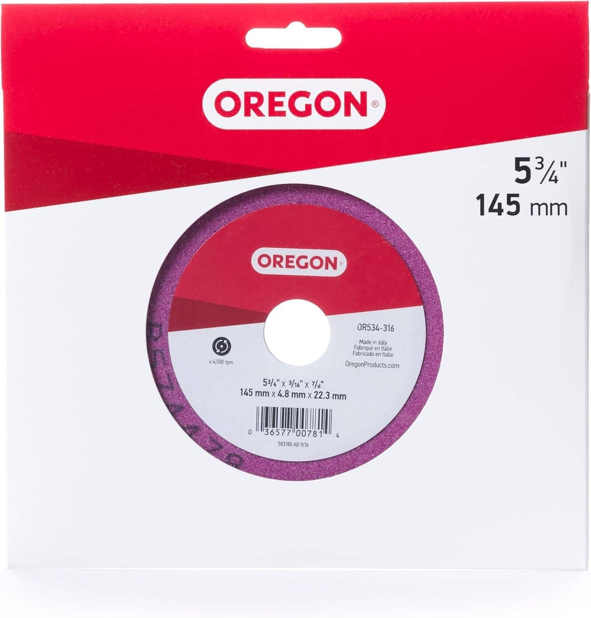 Solid Spare Oregon OR534-316A Grinding Wheel, 5-3/4" x 3/16"