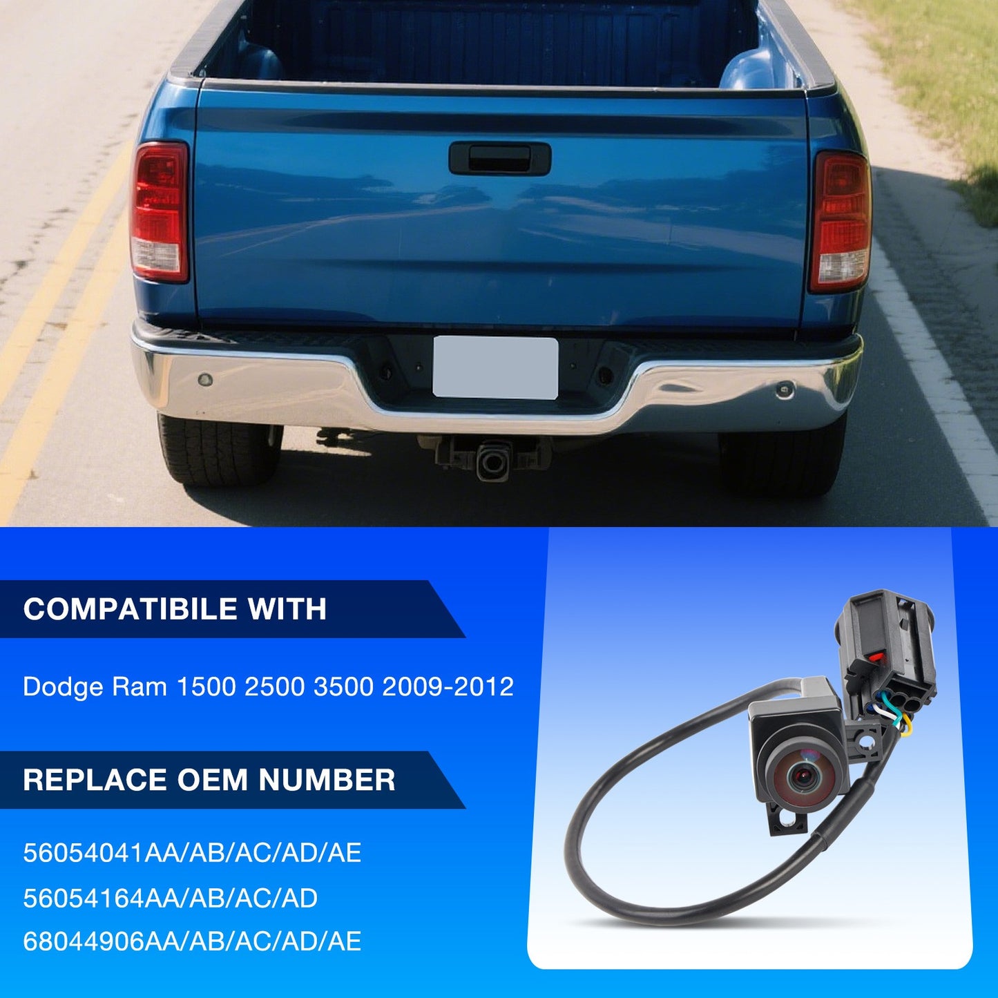 For 2009-2012 Dodge Ram 1500 2500 3500 Rear View Backup Tailgate Camera EXV