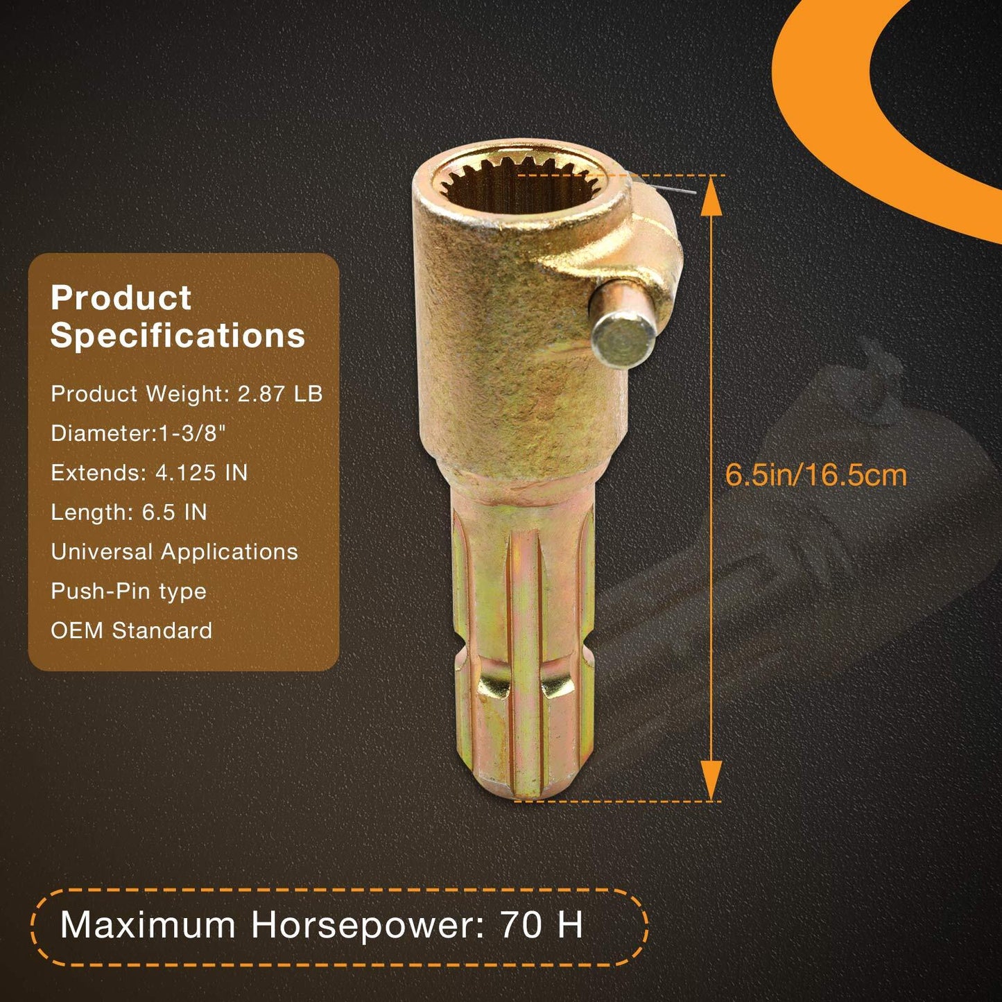 PTO Extender Adaptor Female 21 & 1-3/8" Male 6 & 1-3/8" Spline For 70HP Engine