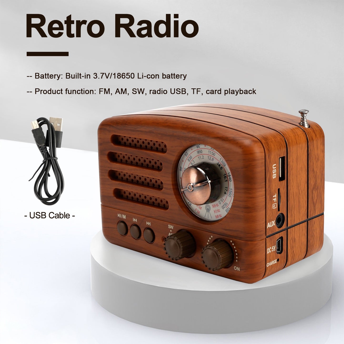 Retro-Style Decorative Radio Mini Multifunction Music Player Bluetooth Speaker