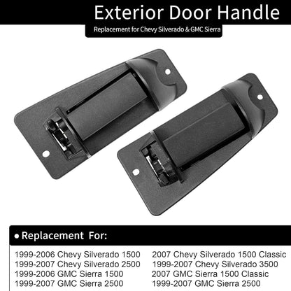 Metal Exterior Door Handles Rear Left Right For 99-07 Chevy Silverado GMC Sierra