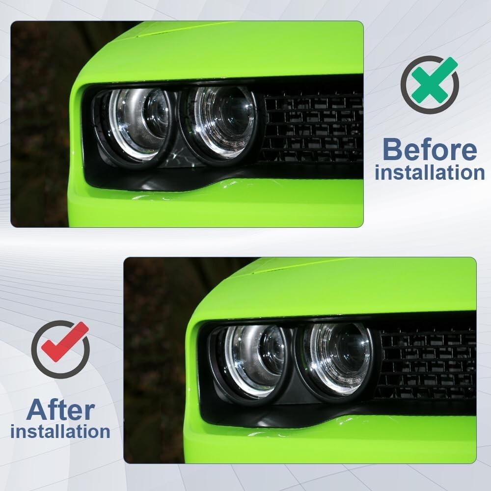 LH & Headlight Front RH Bezel Lamp Trim Cover Set For 2015-2021 Dodge Challenger