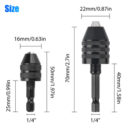 4x 1/4" Hex Shank Keyless Drill Chuck Conversion Adapter Bit Quick Change Driver