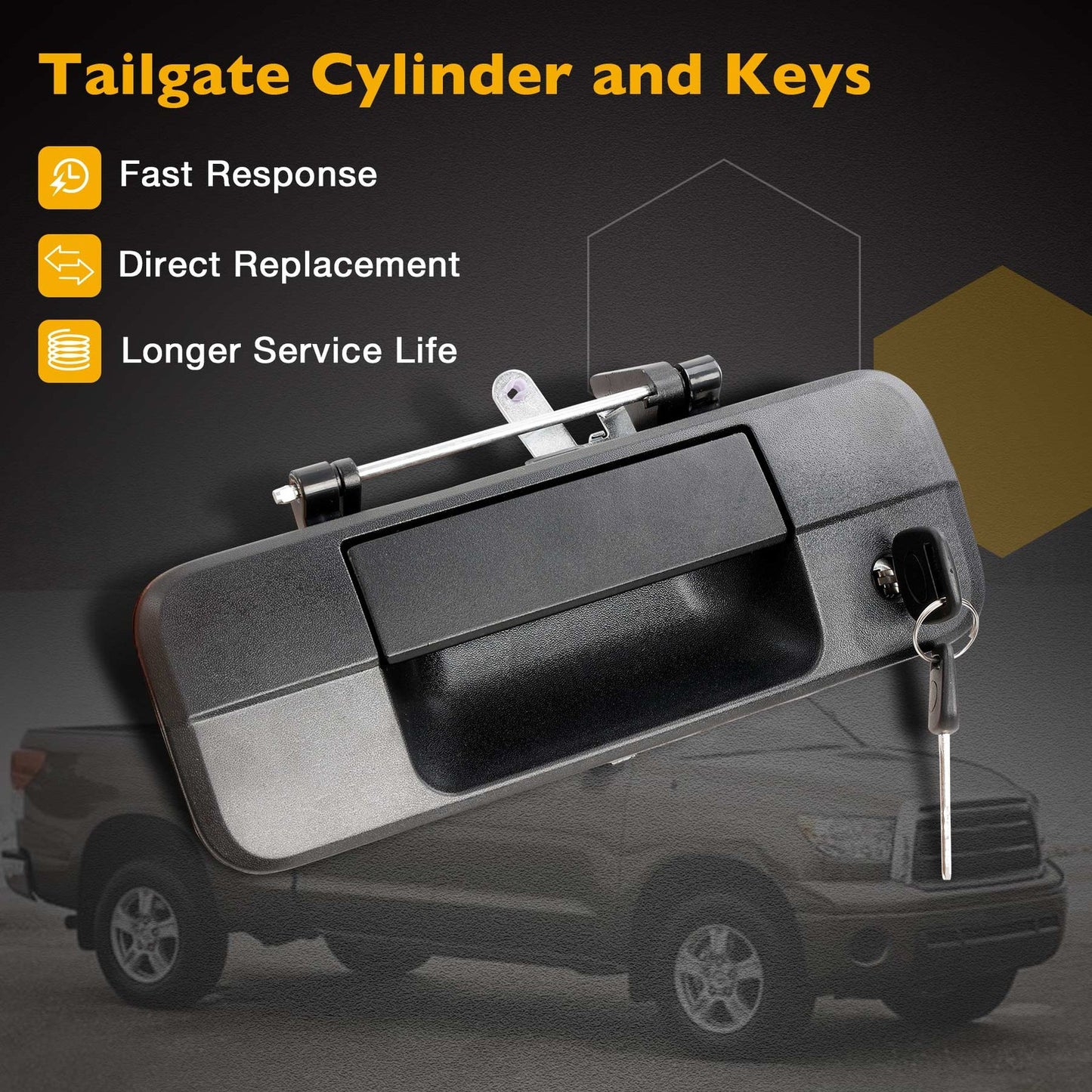 Metal Tailgate Handle Latch w/ Lock Cylinder & Key For 07-13 Toyota Tundra 81213