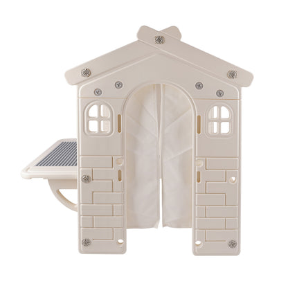 Kid Plastic Outdoor Playhouse With Light Strip And Building Blocks Toddler Toy