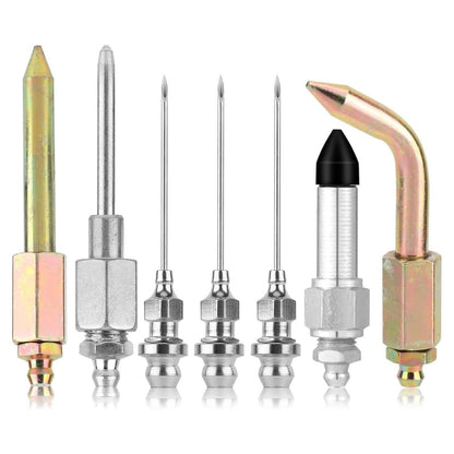 7pcs Grease Gun Accessory Kit Needle Tips Elbow Adapter Dispenser Rubber Nozzle