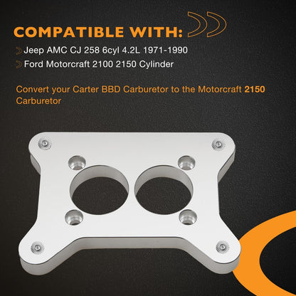 Carburetor Adapter Plate w/ Throttle Linkage For Jeep AMC CJ 258 4.2L 6 Cylinder