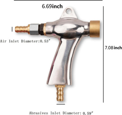 Sandblast Gun Air Sand Blasting Gun + 5x Ceramic Nozzles For Sandblaster Cabinet